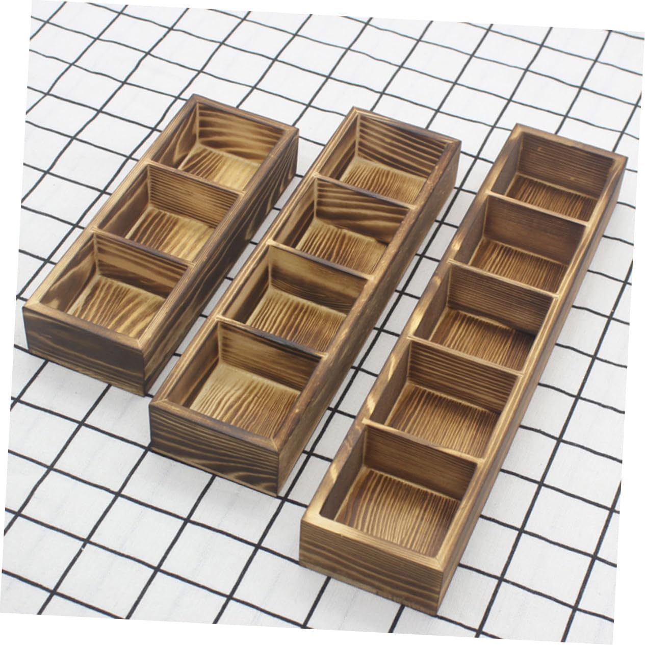 Tea Bag Storage Organizer Small Wood Box with 3 Compartments
