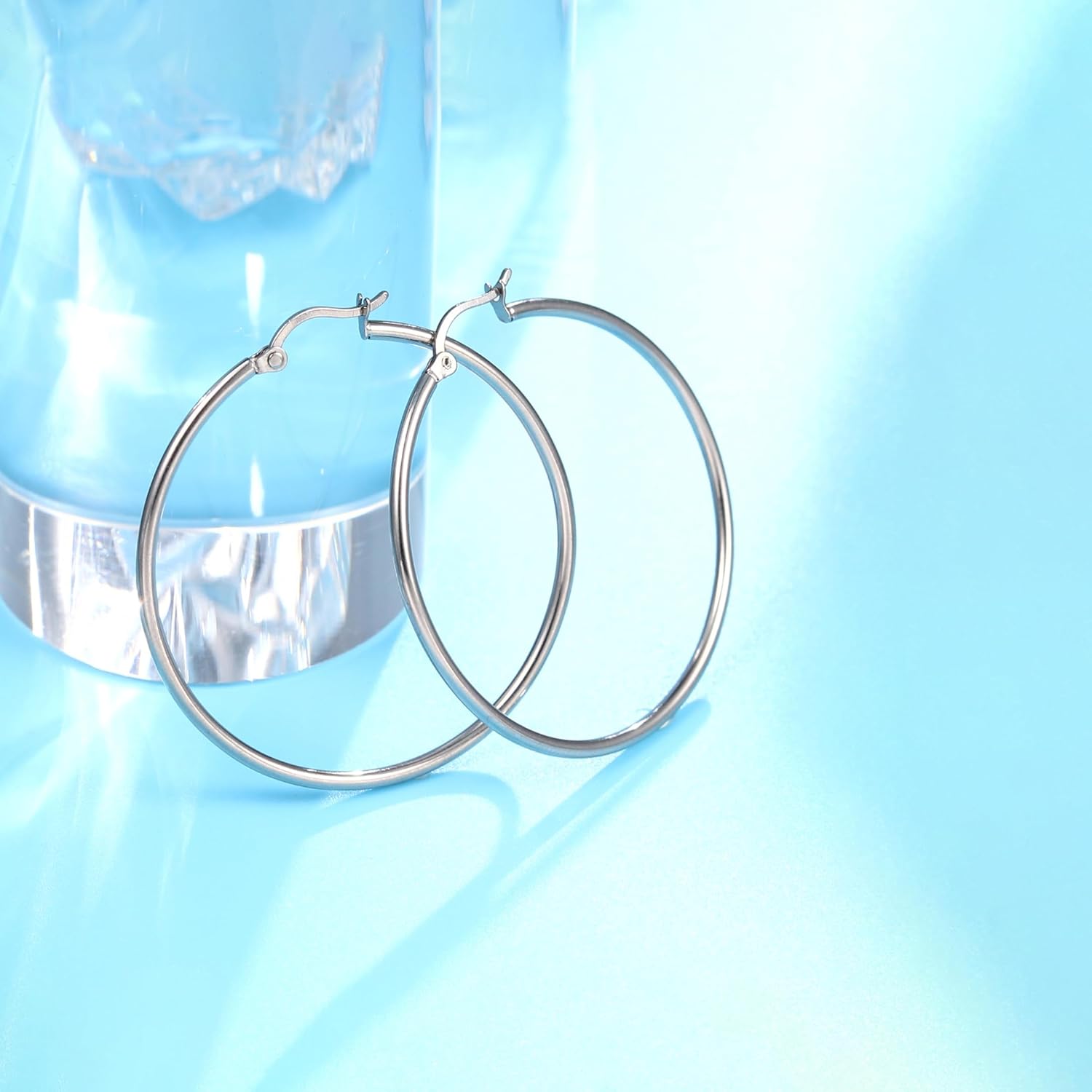 Limerencia Large Titanium Hoop Earrings for Women Hypoallergenic Thin Round Earrings F136 Implant Grade Titanium Hoops for Sensitive Ears - Image 5