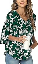 TAOHUADAO Womens Summer Casual T-Shirt V-Neck Tunic Tops for Leggings Chiffon Blouse Shirt