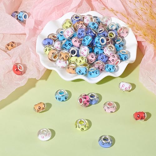 Vista 71 de Cheriswelry 100 cuentas europeas de agujero grande con diamantes de imitación de barril hechas a mano, arcilla polimérica, cuentas espaciadoras