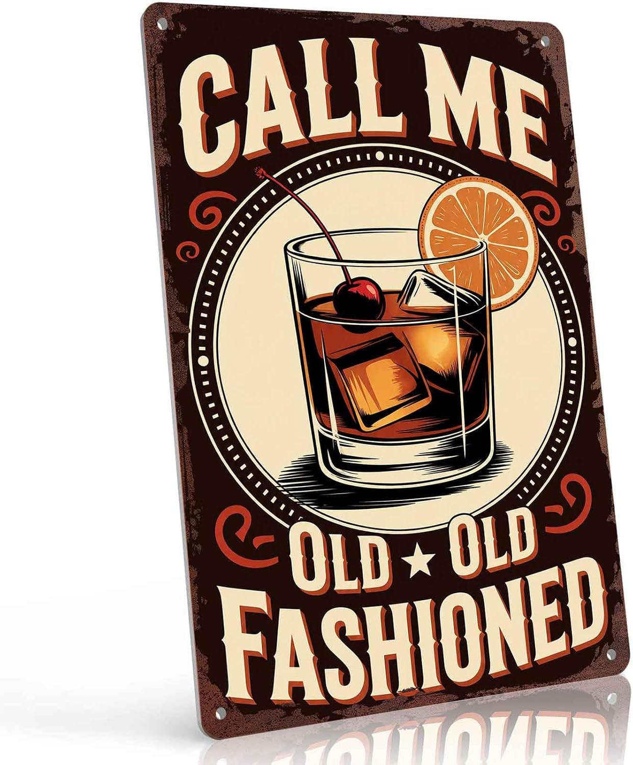 Call Me Old Fashioned Cocktail Funny Metal Sign 8x12 Inch, Aluminum Wall Decor for Bar Kitchen Pub Basement Man Cave Home Office Garage and Restaurant