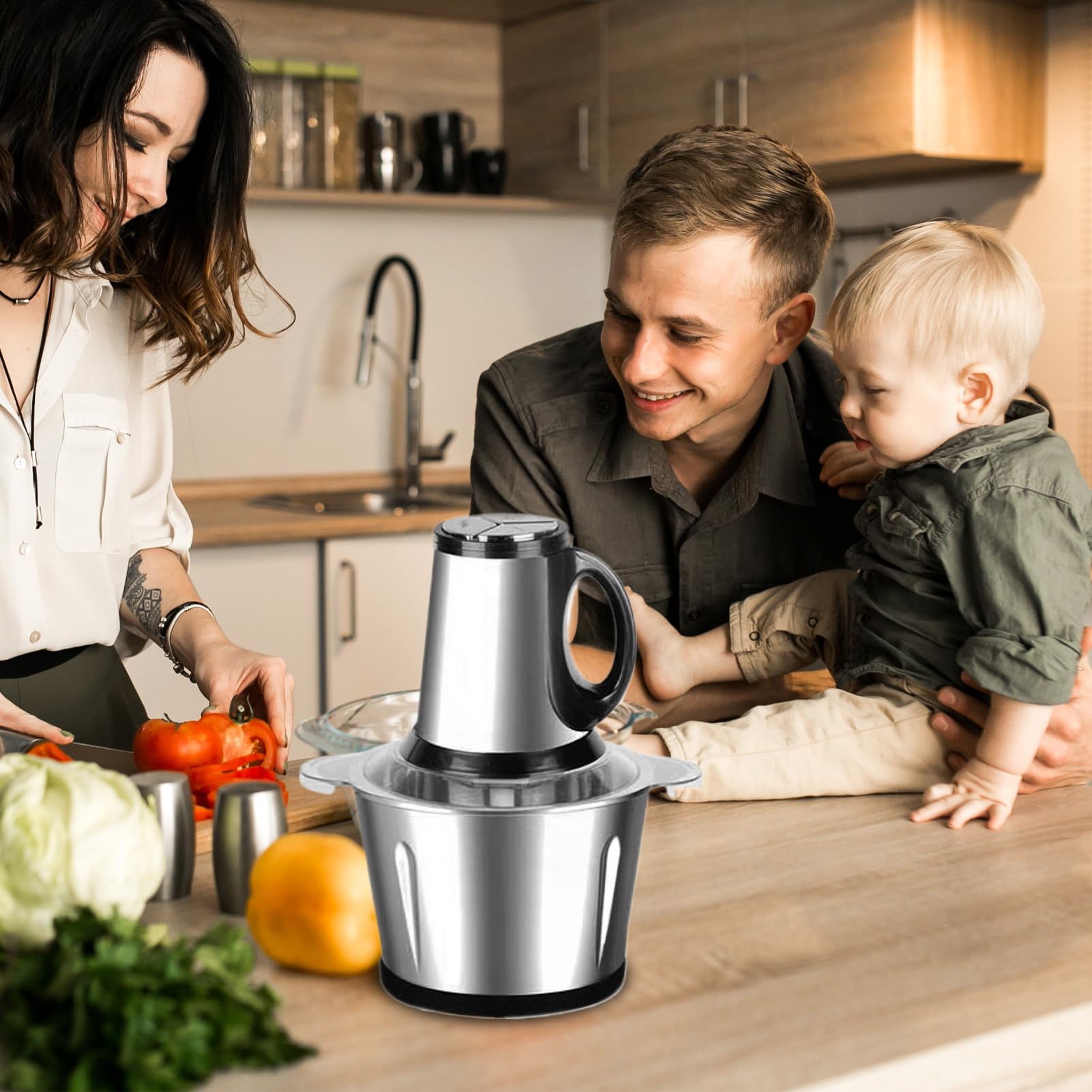 Picadora Eléctrica Para Verduras Acero Inoxidable Portátil Ajo, Frutas