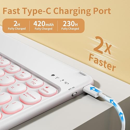 Miniatura 75 de aoub Funda para iPad de 9ª/8ª/7ª generación de 10.2 pulgadas, funda de teclado Bluetooth inalámbrica desmontable, funda trasera de TPU suave