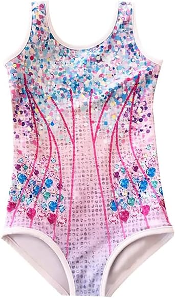 Girls Bodysuit Party Singer Costume Concert Outfit Kids All-Over Print Swimsuit Fans Bathing Suit