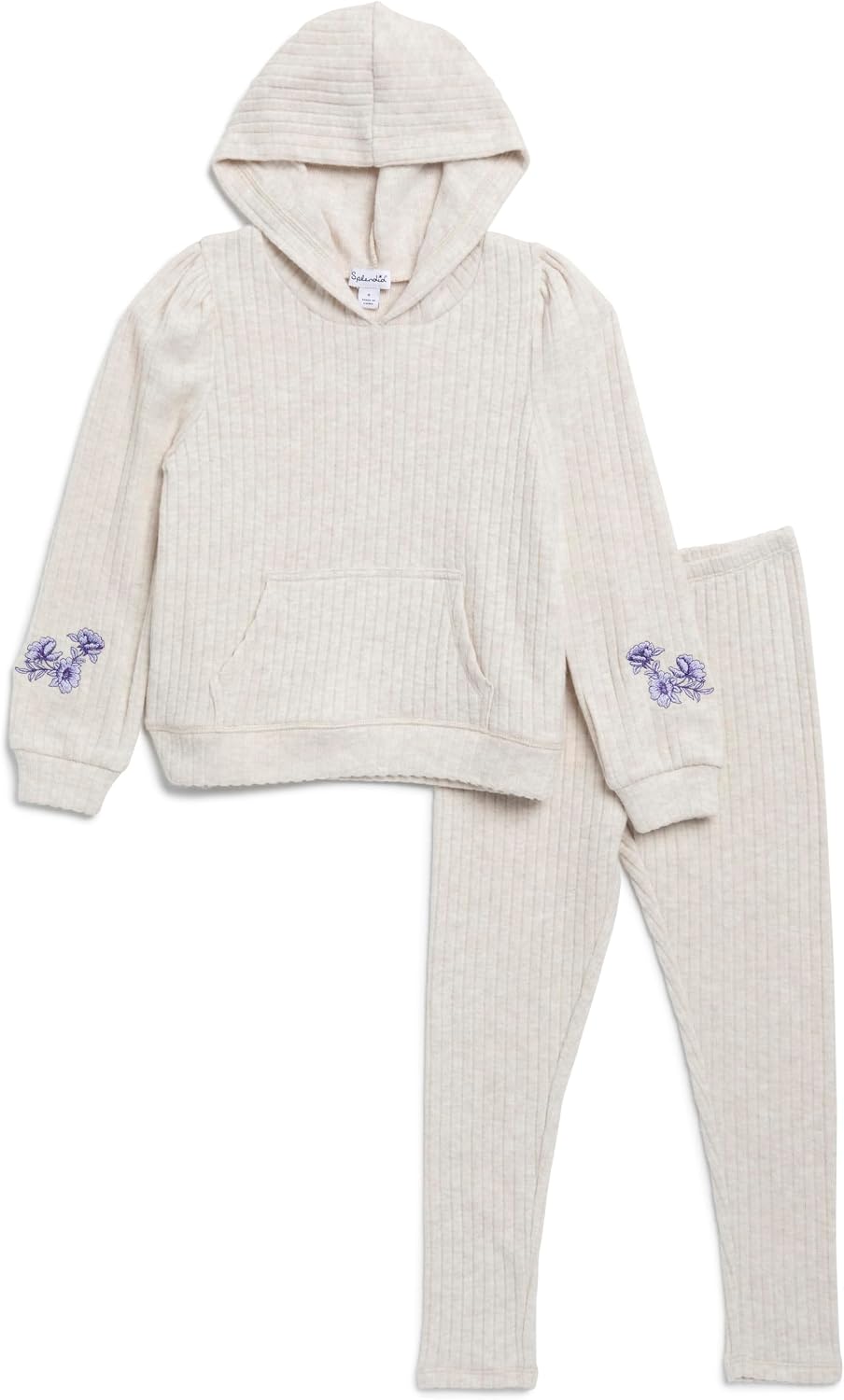 Splendid Girls' London Ribbed Hoodie Top and Legging Pant Set