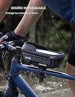 Vista 2 de Lamicall - Minibolso portacelular 2 en 1 para tubo superior de bicicletas, con funda-soporte impermeable apta para lluvia, desmontable en 1 segundo