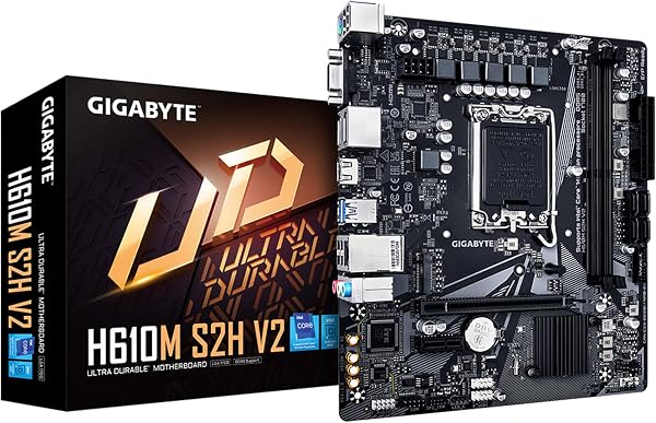 GIGABYTE H610M S2H V2 Motherboard, Supports 14th/13th/12th Gen Intel Core Processors (LGA 1700), mATX, DDR5, 1x M.2, PCI