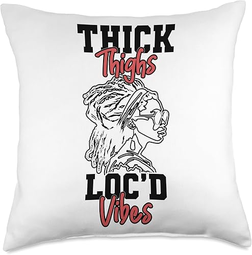 Locs Afro Dreadlocks Love Natural Beauty Hair Locd Thick Thighs Loc'd Vibes Afro Hair Black American African Throw Pillow, 18x18, Multicolor