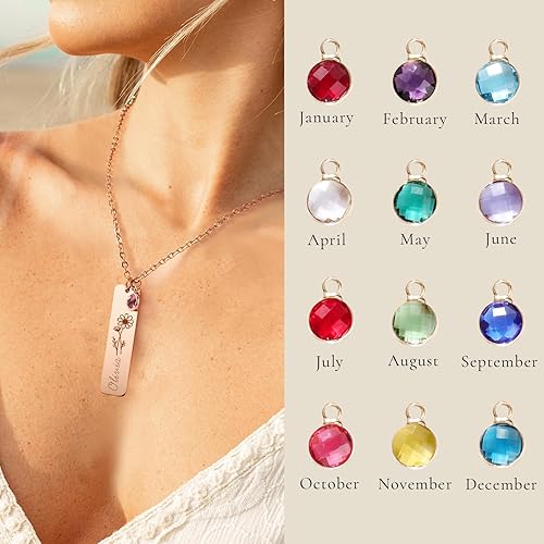 Miniatura 2 de Custom Name Necklace with Birthstones Birthday Gift for Woman Personalized Birth flower Necklaces Best Gifts for Women Friends Christmas Gifts for