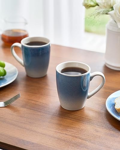 Miniatura 67 de famiware Juego de 4 tazas de café, 13 onzas, tazas de gres para café con leche, té caliente, moca, cacao, capuchino, microondas y lavavajillas