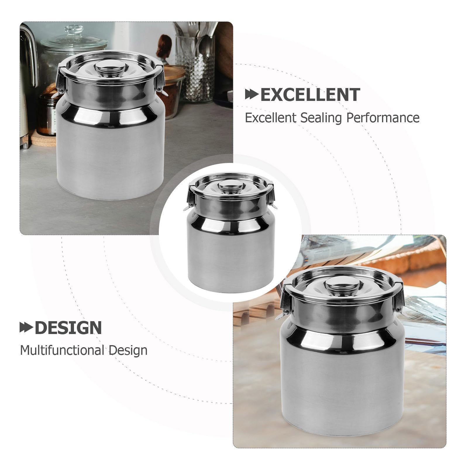 MAGICLULU Contenitore senza Bave per Latte in Acciaio Inossidabile da 2,5l Coperchio Sigillato per Cucina Domestica e Bar Caffè