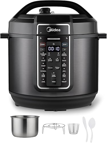 Miniatura 12 de Midea WideMax Olla de presión eléctrica 12 en 1, 6.17 L, 12 ajustes preestablecidos, olla programable multifuncional de cocción lenta, arrocera,
