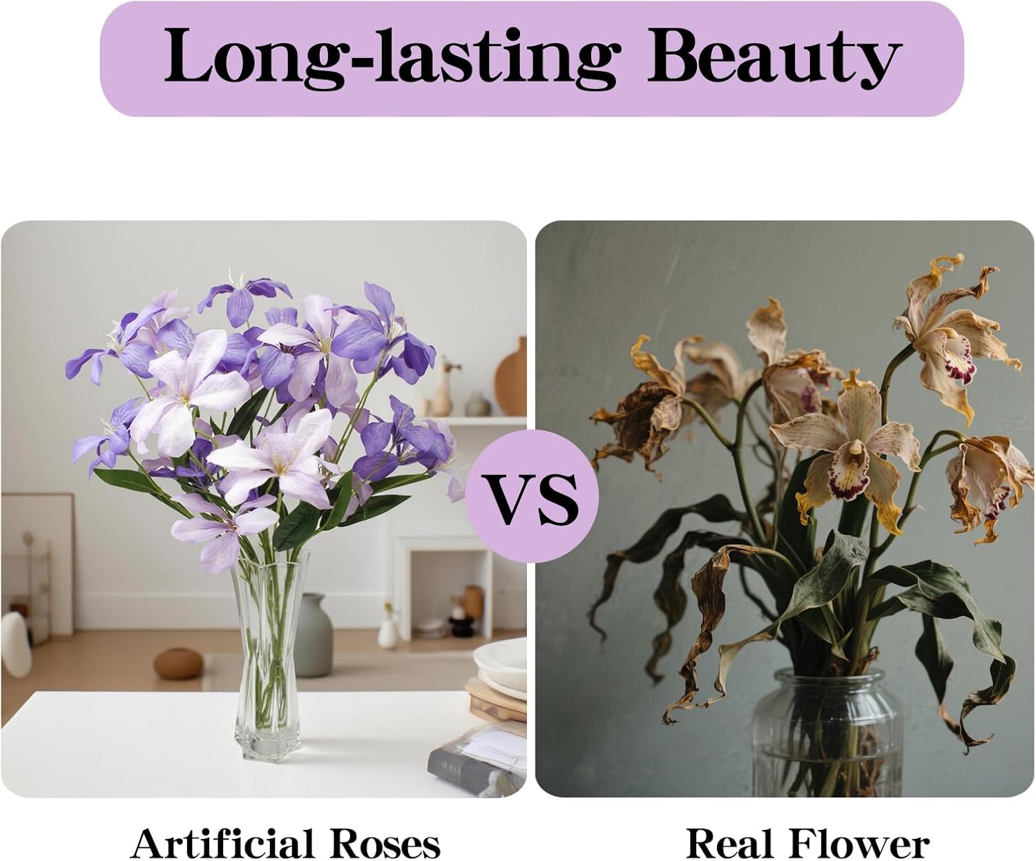 6PCS Orchid Artificial Flowers, Mixed Artificial Orchid, Fake Orchid Artificial Flowers Orchid Bouquet for Centerpiece Table Wedding Party Home Decor(Purple)