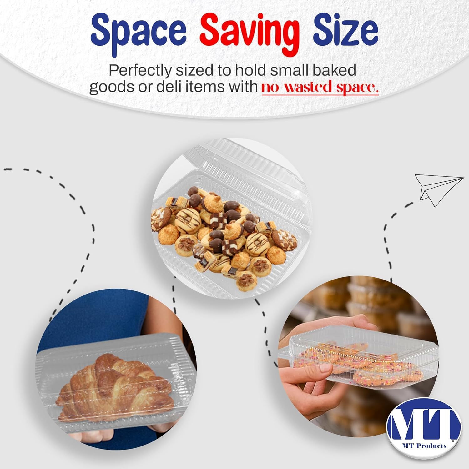 MT Products Plastic Food Containers 9" x 6.5" - Medium Deep Disposable Clear Containers for Snacks, Desserts, and Takeout (Pack of 350) – Made in USA