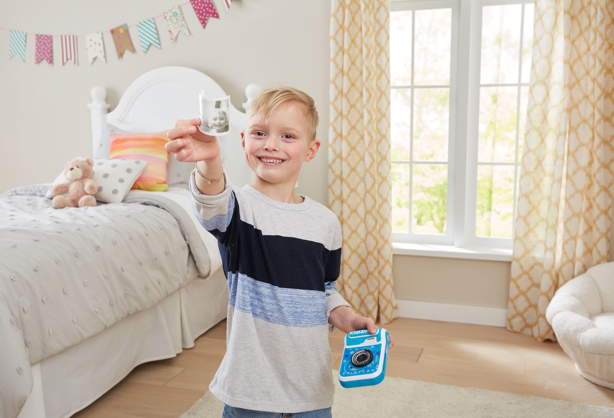 VTech Kidizoom Printcam, kamera dla dzieci z 40 efektami specjalnymi, natychmiastowa kamera dla dzieci, karta termiczna w zestawie, 5 MP, język włoski, baterie w zestawie, 5-12 lat