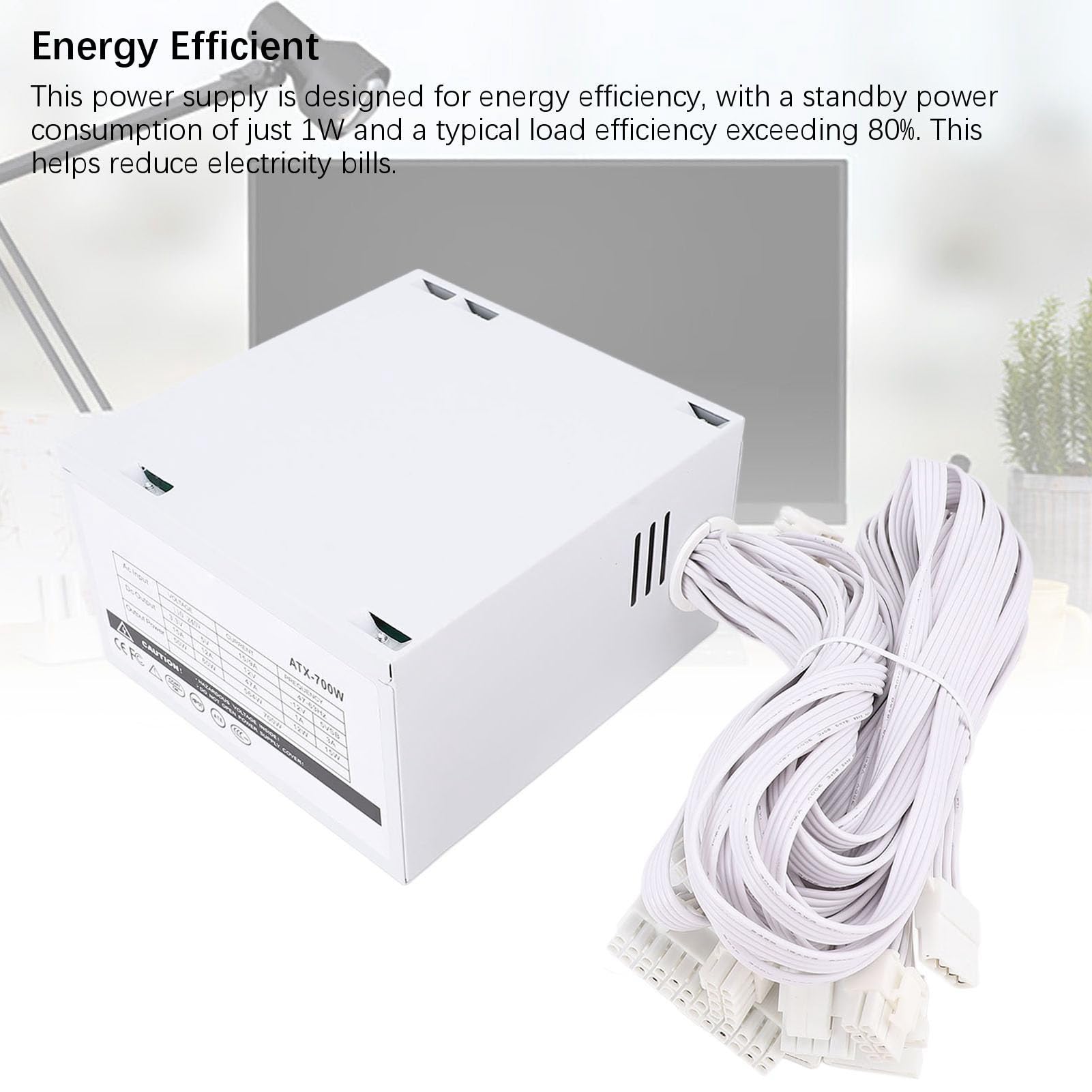 Fockety Zasilacz ATX 700 W, Wentylator 120 Mm z automatyczną regulacją Prędkości i Wieloma Zabezpieczeniami, Zasilacz do Gier z 4+4-pinowymi Złączami Procesora do Komputerów Stacjonarnych