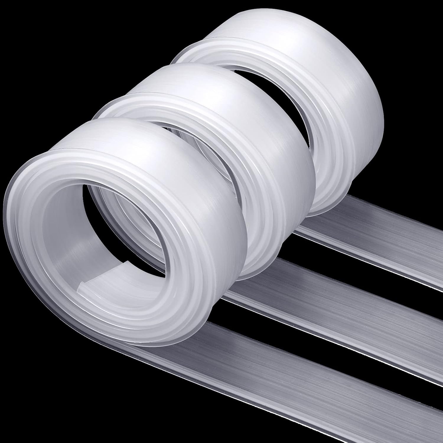 Zonon 108 Inch Clear T Shaped Shower Door Bottom Seal Strip Bathroom Framed Bottom Drip Waterproof Sweep Replacement Parts for Home Bathroom Glass Shower Door, 3 Rolls, Each Roll 36 Inches Long