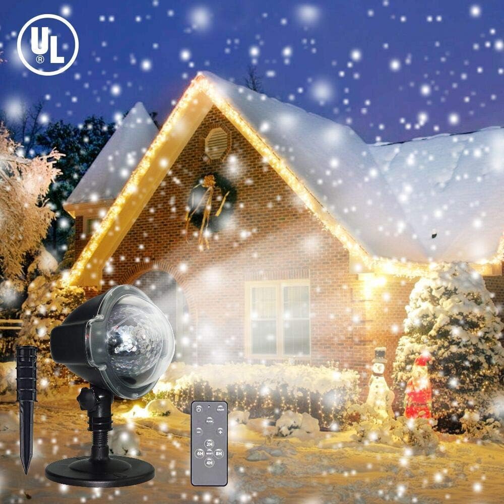 Christmas Snowfall Projector Light, TOFU LED Snow Projector Outdoor Holiday Lights IP65 Waterproof with Remote Control Dynamic Falling Snow Effect for Garden, Party, Halloween Landscape Decoration