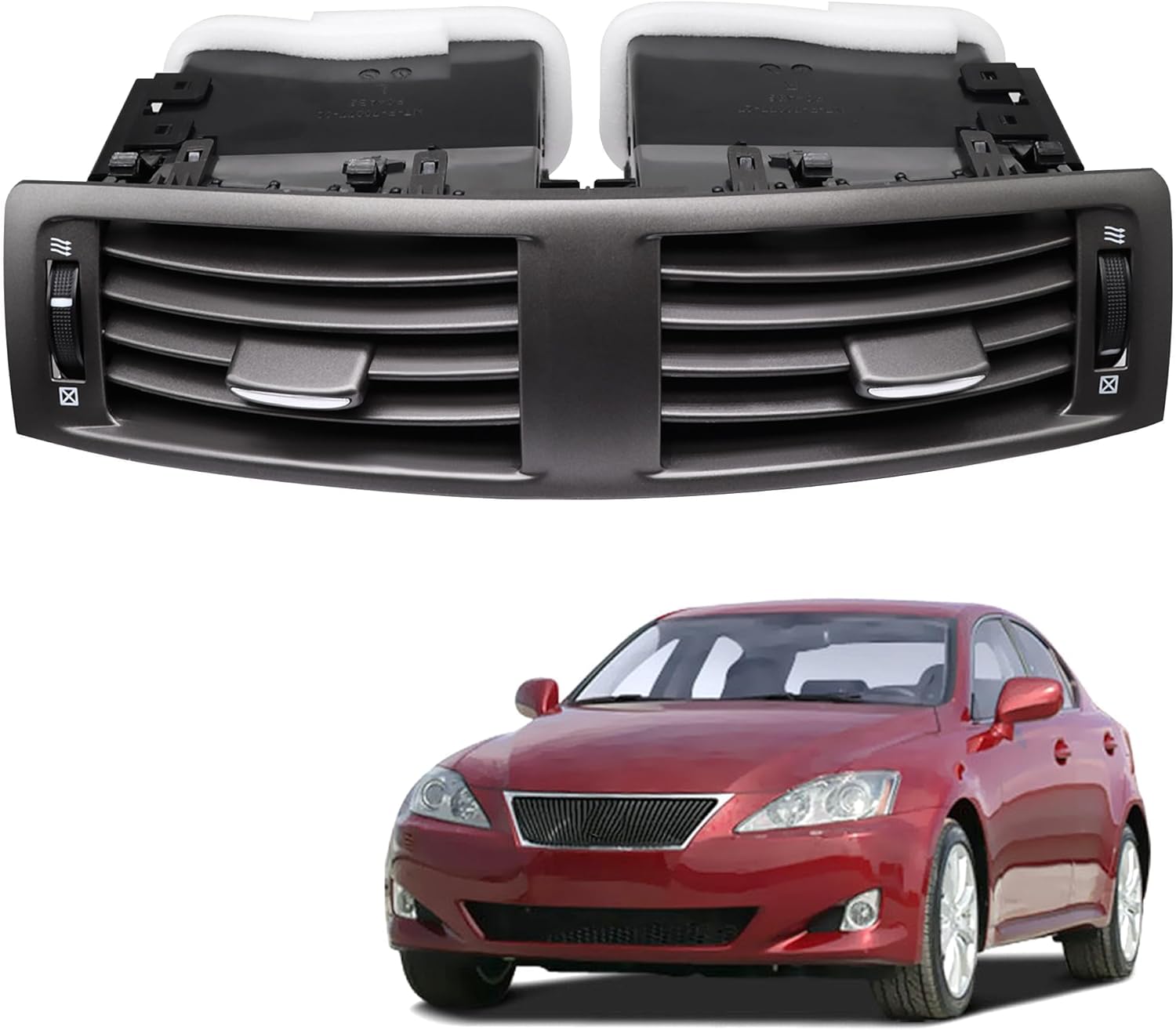 55670-53010 Center Dash Air Vent Panel Instrument AC Heater Fit for Toyota Lexus IS250 IS350 IS F 2006 2007 2008 2009 Dashboard Air Conditioning Outlet With Hand Wheels Replace 5567053010