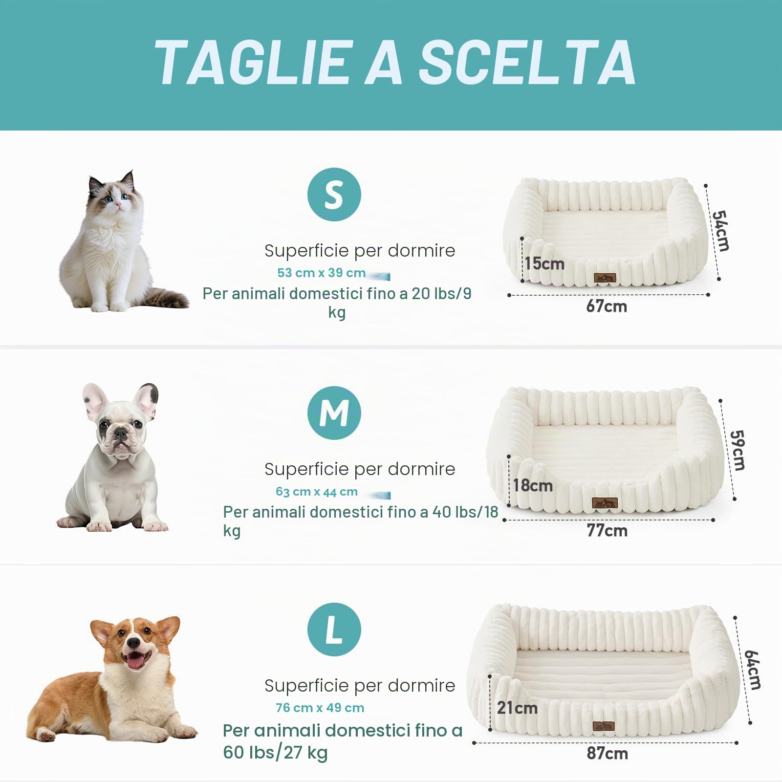 COZY KISS Cuccia Ortopedica Lavabile per Cane, per Cani Piccoli e Medi, Letto Morbido in Pelliccia Sintetica, Divano per Animali con Bordo Alto, Morbido, Antiscivolo, 76x58x18cm, Beige