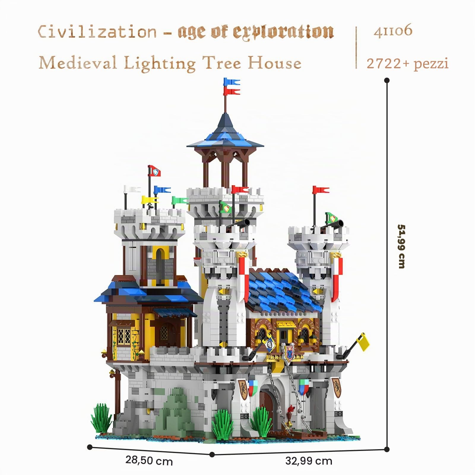 JMBricklayer Set di castello medievale a LED, da collezione o da ufficio, regalo per bambini