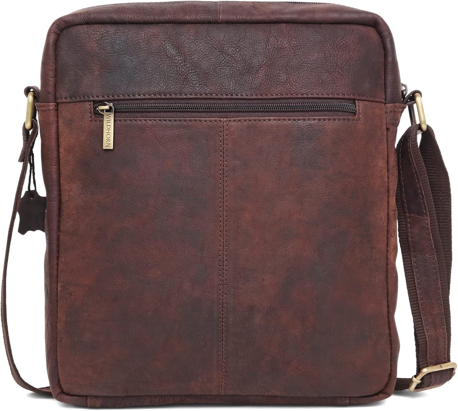 WildHorn Urban Edge Leather Sling Messenger Bag for Men I Dimension: L- 11 inch H- 12.5 inch W- 2.5 inch, Brown Distressed, 2.7 x 9 x 10.5 inches