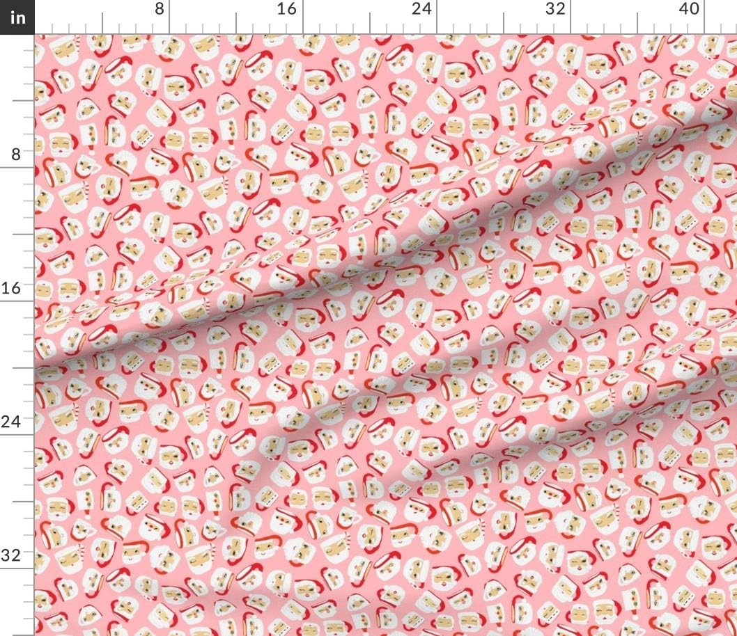 Spoonflower Fabric - Santa Collection Pink Christmas Holiday Vintage Mugs Printed on Petal Signature Cotton Fabric by The Yard - Sewing Quilting Apparel Crafts Decor