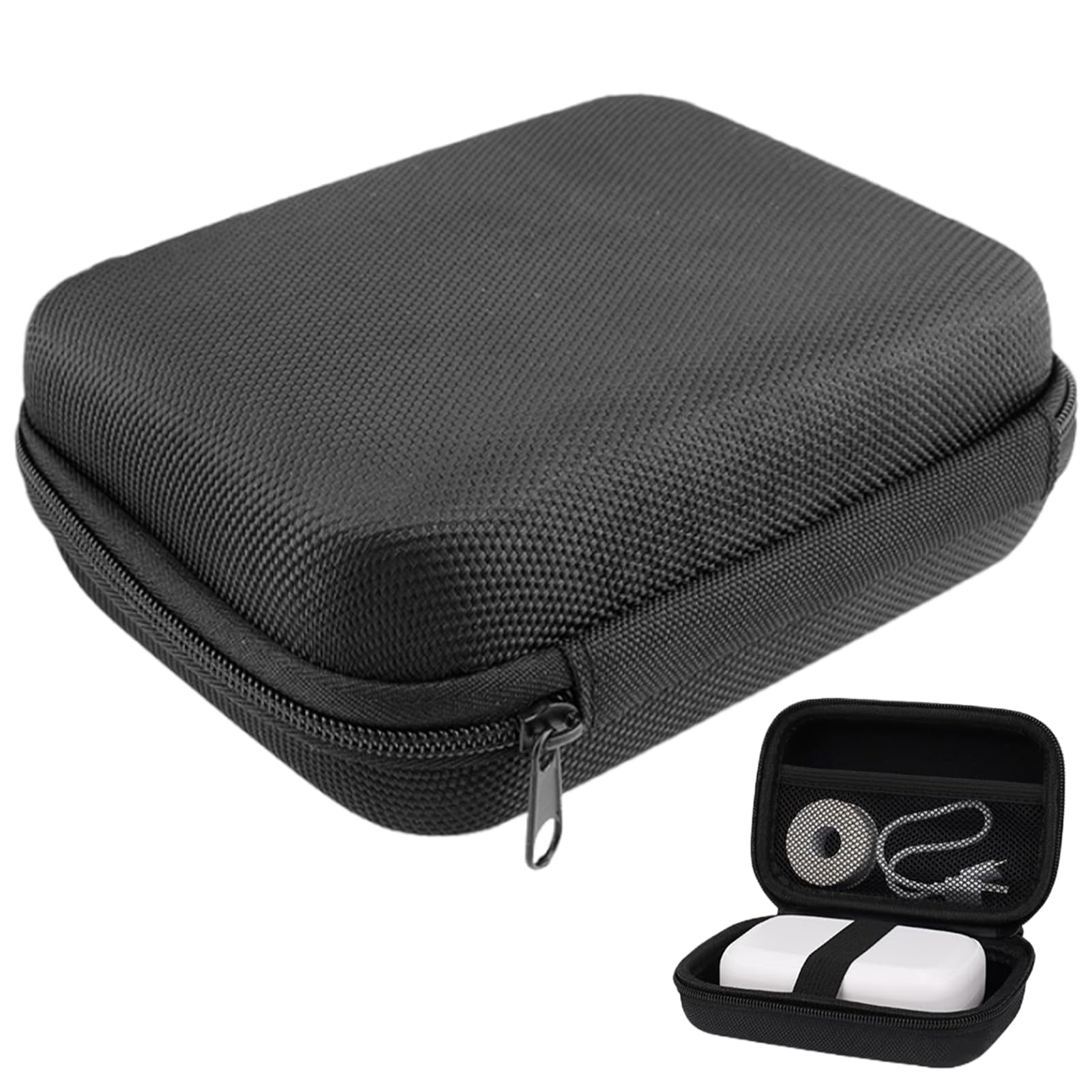 Label Printer Storage Case with Mesh Pocket, Portable Bluetooth Mini Label Printer Storage Bag, Waterproof Shockproof Electronic Cable Organiser for Home Daily Storage, Outdoor Travel, Office