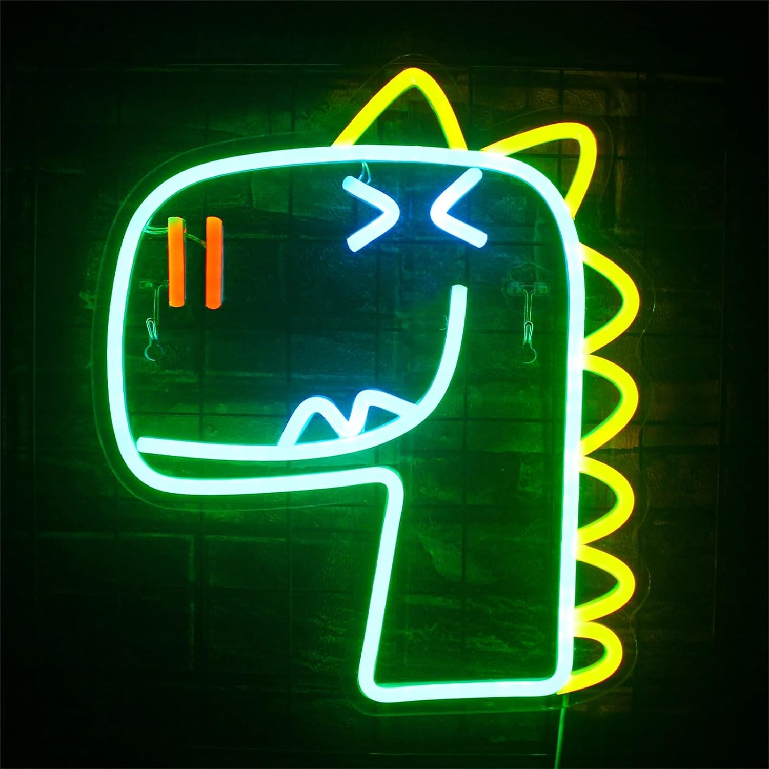 Akrylowy podświetlany napis Znak neonowy LED Zielony dinozaur Neony, Neony LED USB do pokoju dziecięcego Wystrój sypialni, Wiszący na ścianie szyld świetlny, 33X28cm Znak świetlny na ścianę domu
