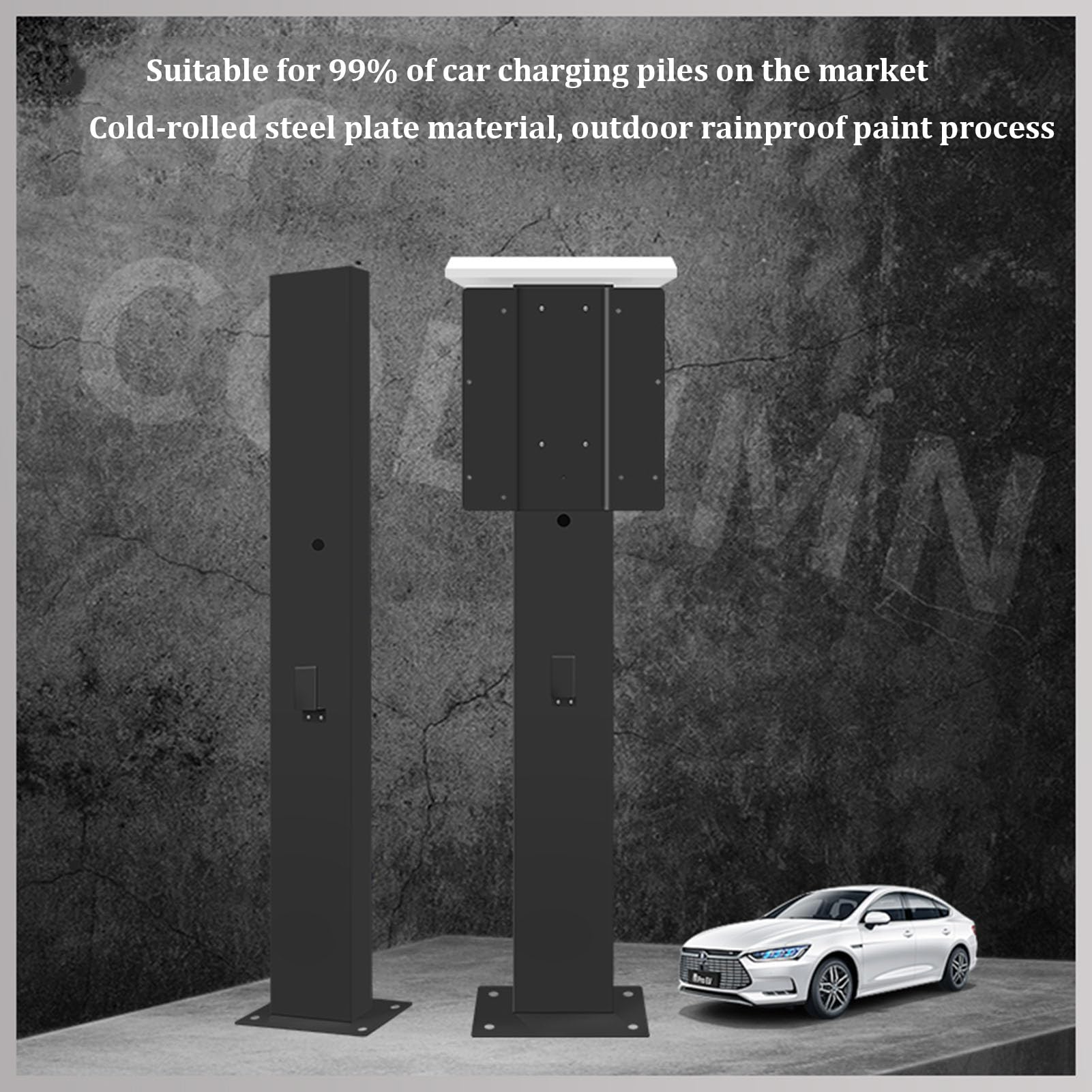 Stazione di ricarica EV montata su piedistallo - Caricatore per veicoli elettrici per tutte le stagioni con copertura impermeabile e gancio, colonna di ricarica durevole per auto New Energy