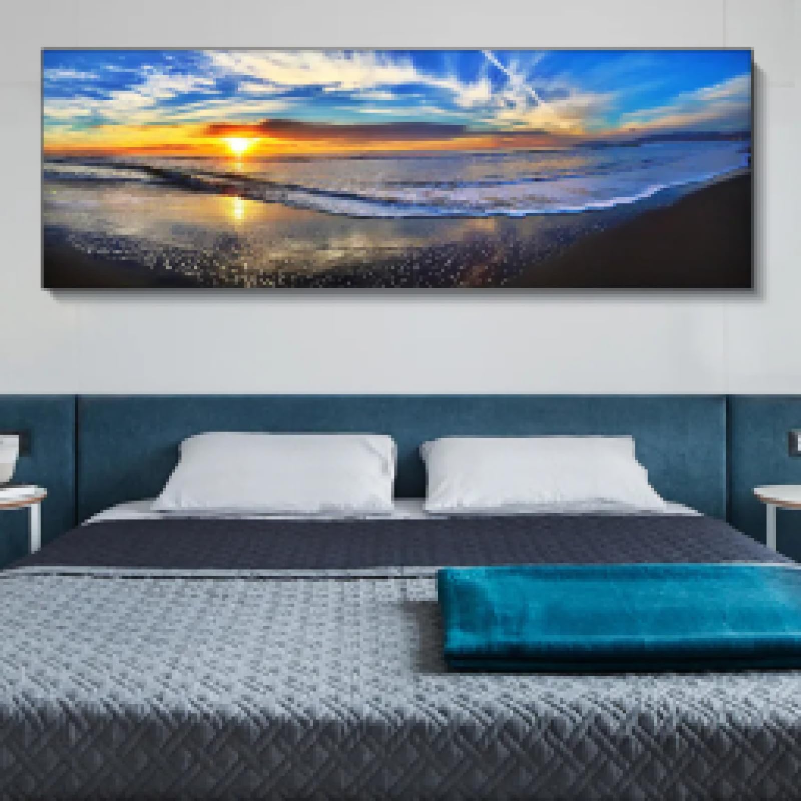 Impression sur toile mer coucher de soleil tableau panoramique HD - 8
