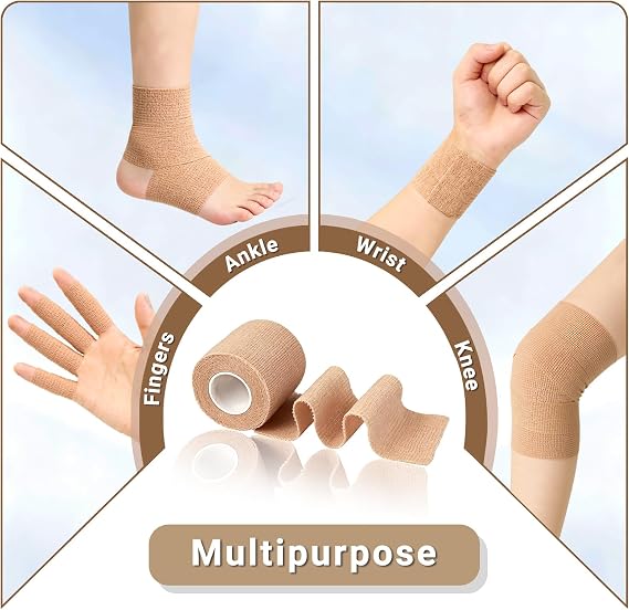 16 Rolls Self Adhesive Bandage, Beige, 2 x 5 Yards, Non-Woven