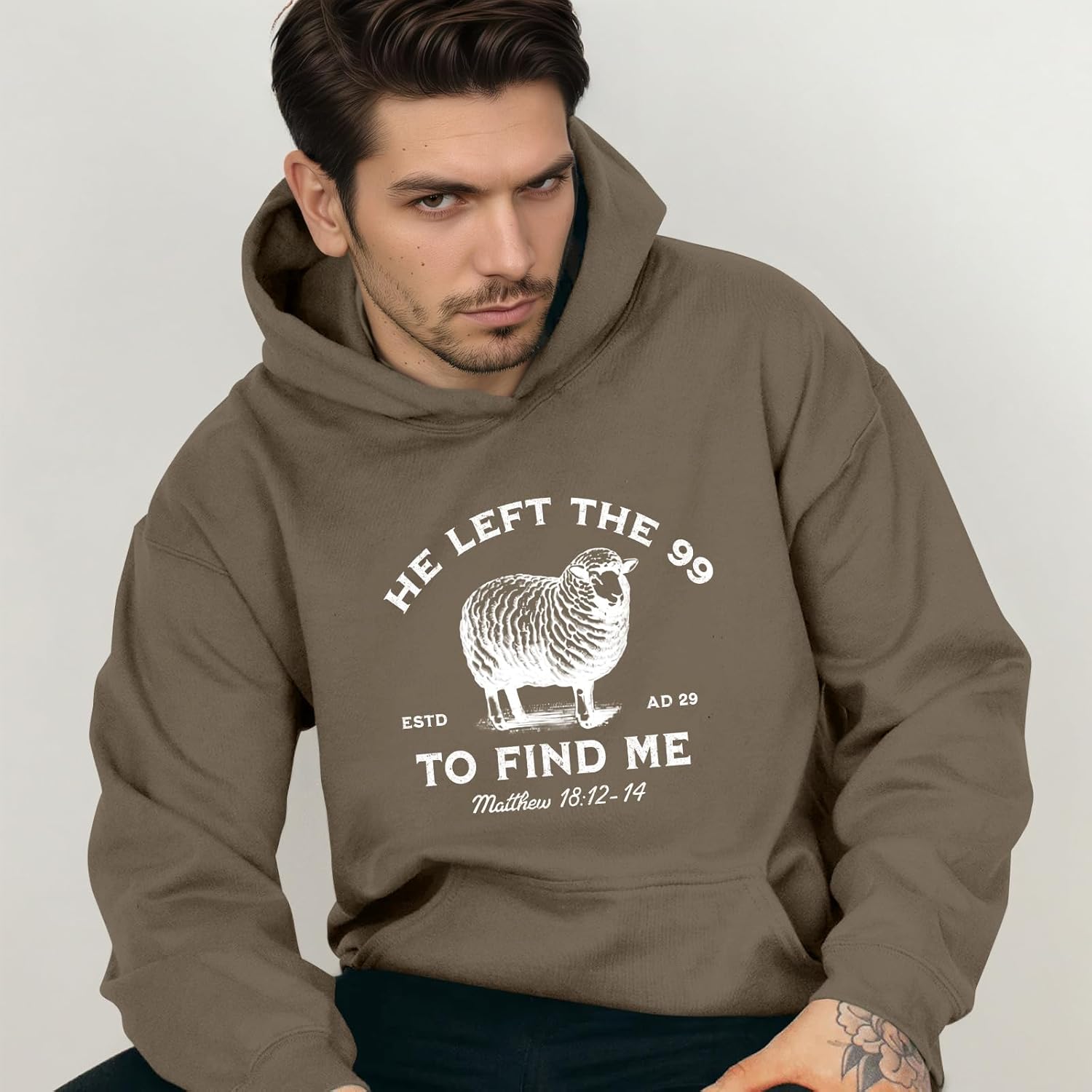 Christian Hoodies He Left The 99 To Find Me Sweatshirt Jesus Bible Verse Hoodies For Men Faith God Hooded Pullover - Image 4