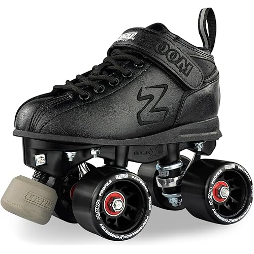 Crazy Skates Zoom Roller Skates - High Performance Speed Skates for Men and Women - Black (Size: Mens 5 / Womens 6)