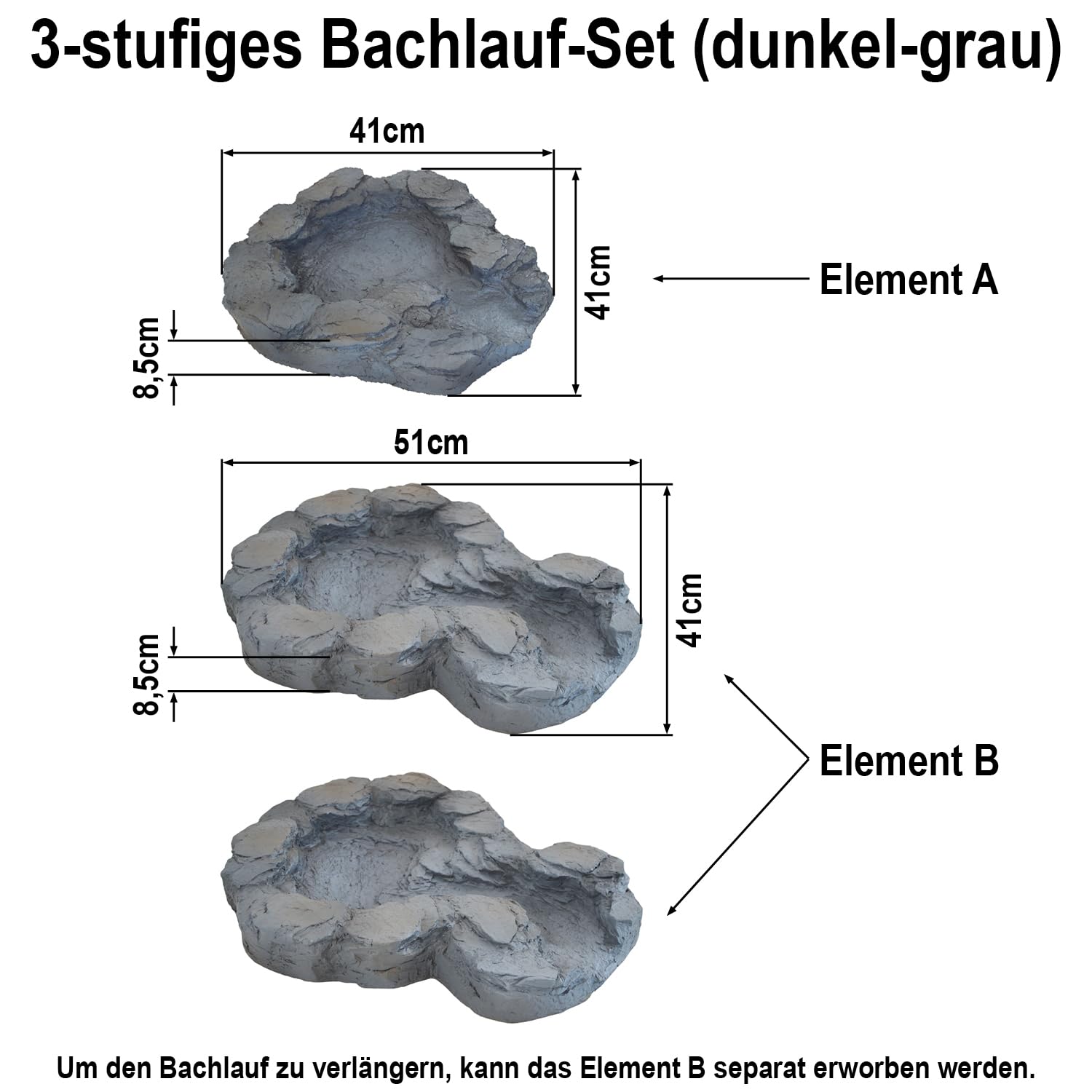 Bronbach Tuinfontein, beekloop, sierfontein, vogelbad, waterval, tuinverlichting, vijverpomp, fontein, waterspel voor tuin, tuinvijver ( QUELLBACH zandsteen zonder pomp
