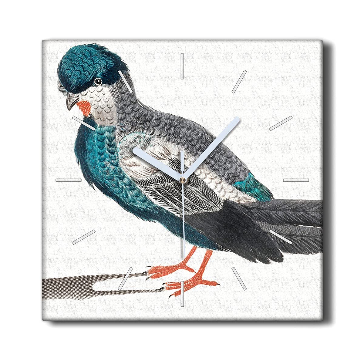 Toile Décoration Murale Horloge 30x30cm - Pendule Oiseau Salon Silencieuse
