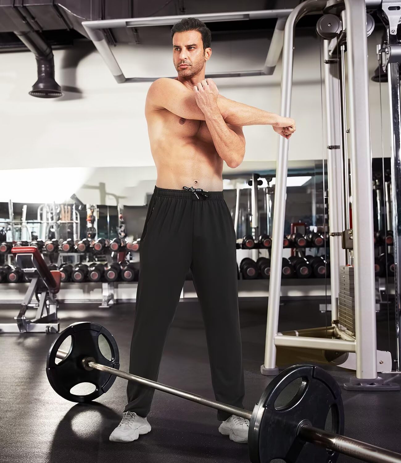 lomsoe 3er-Pack Jogginghose Herren, Trainingshose Herren mit Reißverschlusstaschen, Sporthose Herren Lang Atmungsaktiv Schnelltrocknende Sweatpants