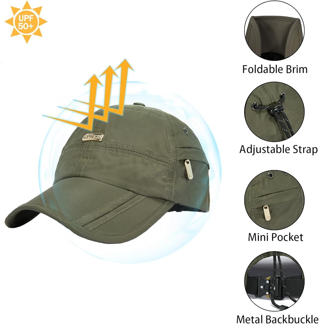 Buy Simple Baseball Caps with Side Pocket Unstructured Design UPF 