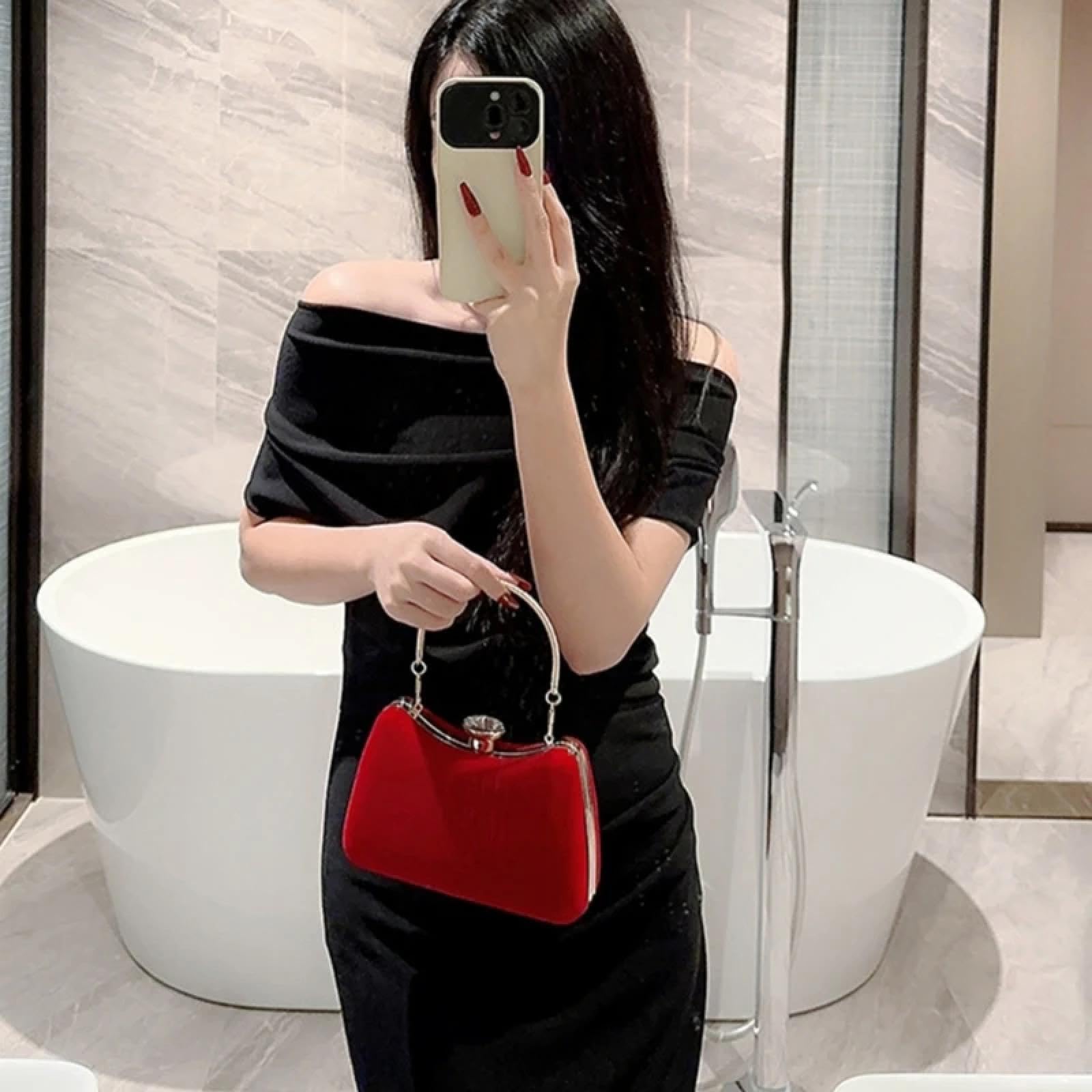 Pochette Donna Borsa da Sera in Velluto Vintage da Donna Elegante per Feste Balli di Fine Anno da Sposa Pochette Borsa A Tracolla da Donna