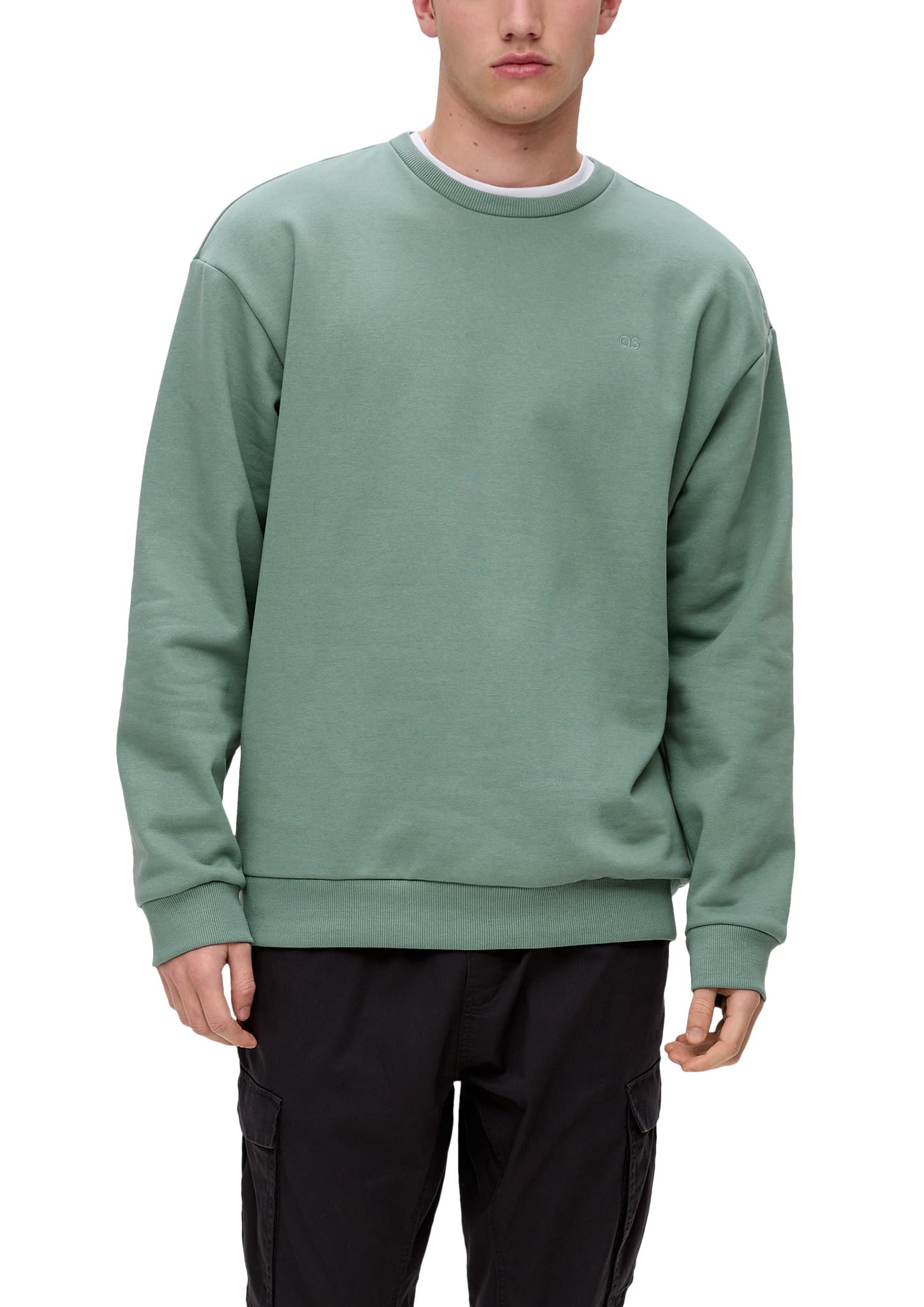 QS Embroidered Logo Sweatshirt, sage green, L