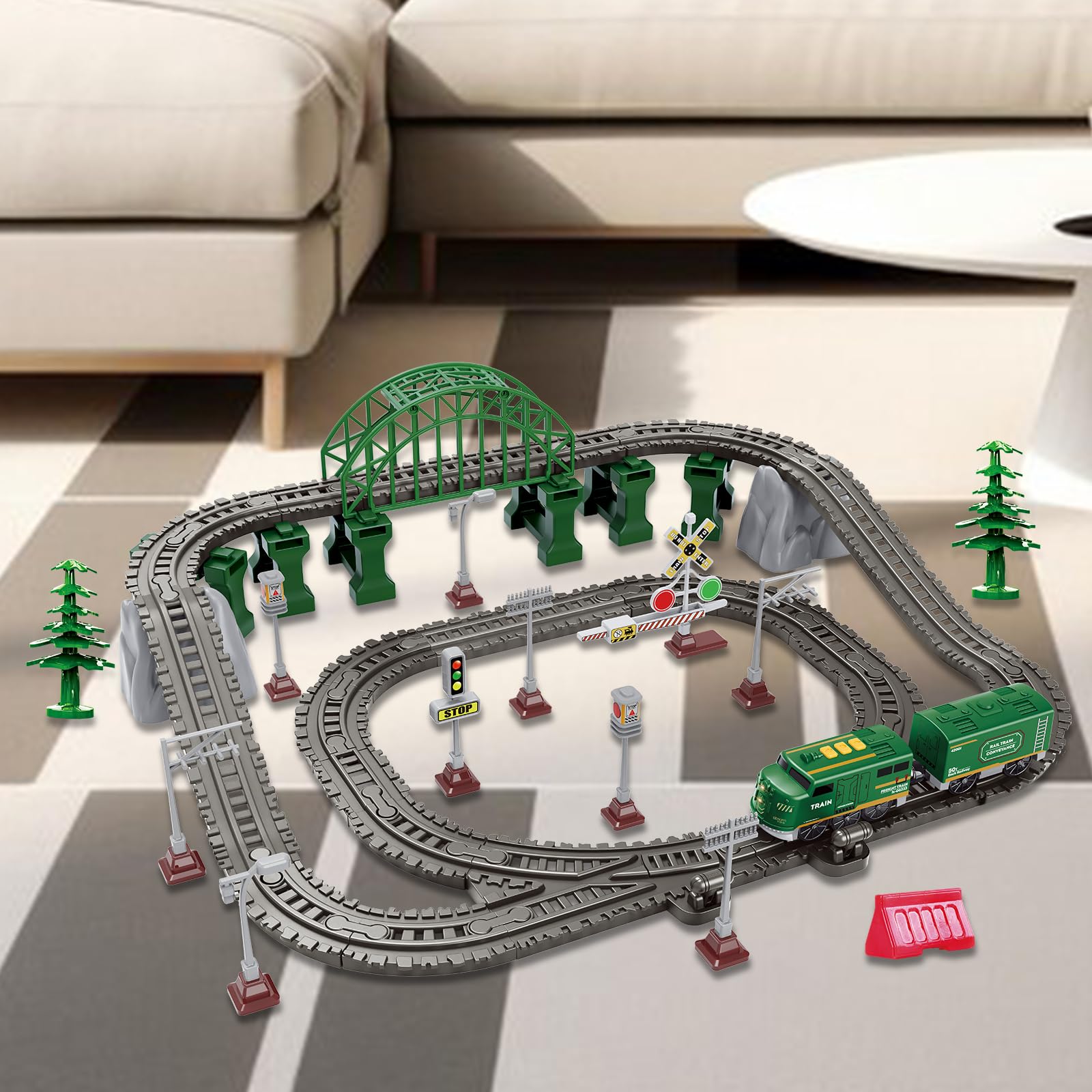 Juego de juguetes de tren para niños, locomotora magnética clásica vintage con pistas, juego de tren eléctrico a batería para niños y niñas de 3 a 8 años, regalo ideal de Navidad 3