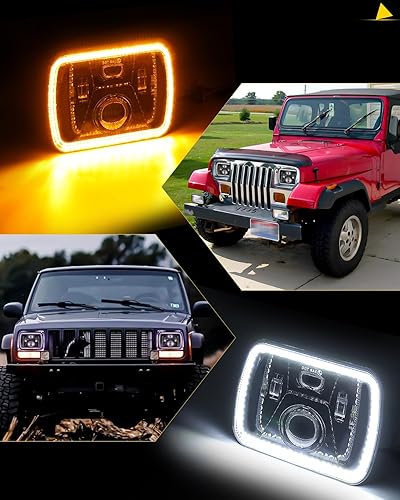 Miniatura 9 de MAYELLO Faros delanteros LED H6054 aprobados por puntos DRL de 5 x 7 7 x 6 pulgadas, haz sellado de alta y baja compatible con Jeep XJ YJ Express
