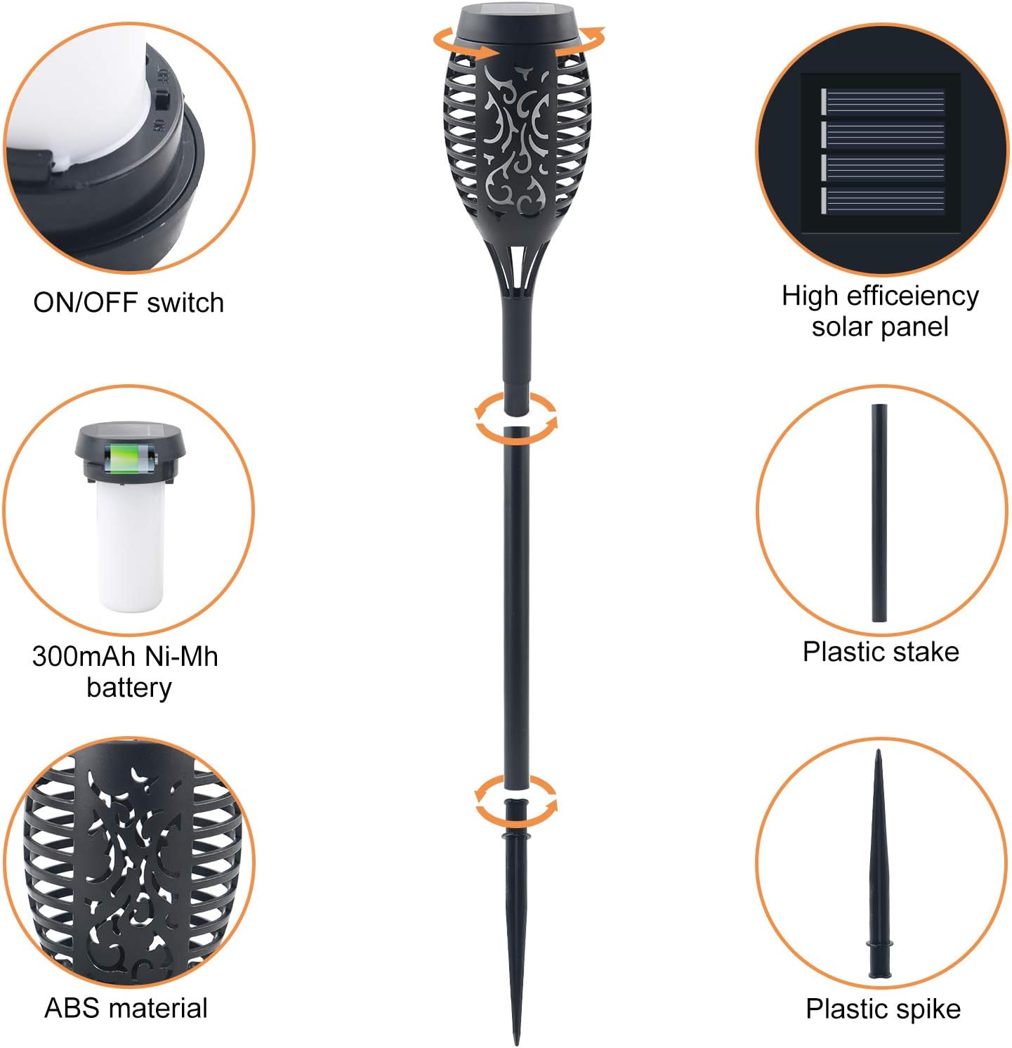 16 Pack Upgraded Solar Lights Outdoor, Mini Solar Torch Lights with Flickering Flames, Waterproof Landscape Decoration Dancing Flame Lights for Garden Pathway Yard, Auto On/Off Dusk to Dawn