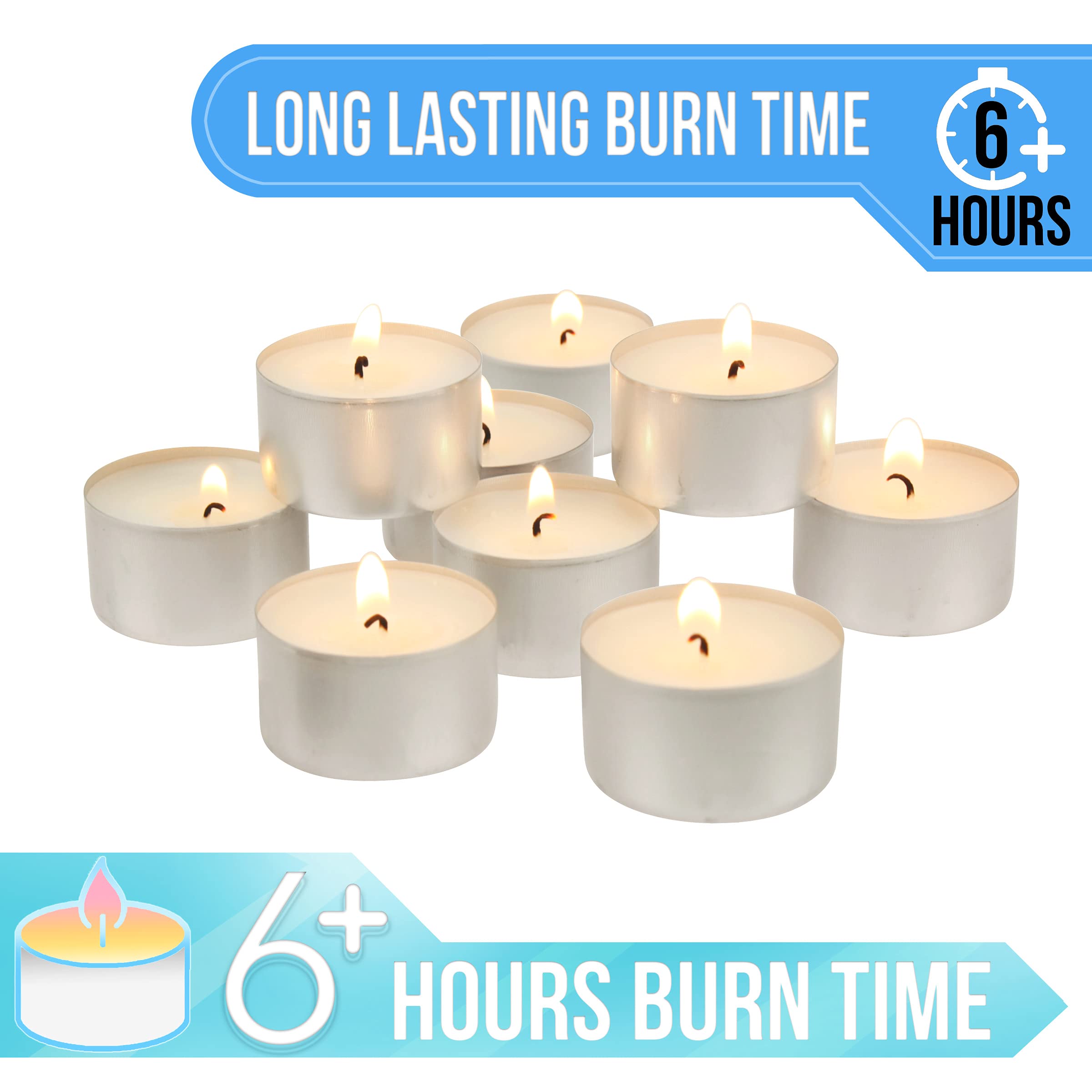 Stonebriar Long Burning Tea Light Candles, 6 to 7 Hour Extended Burn