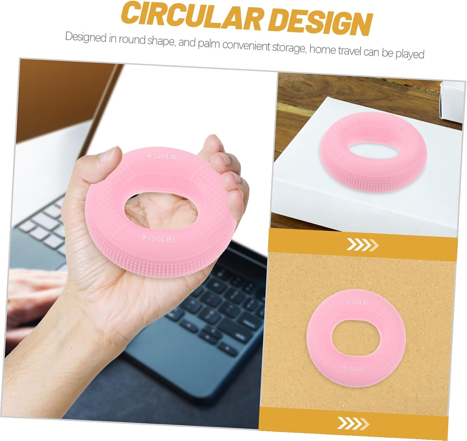 COLLBATH Silicone Finger Strength Trainer Hand Workout Ring for Seniors Portable Hand Exerciser with Anti-Slip Massage Surface Dual Resistance Fitness Tool for Forearm Muscle Strengthening