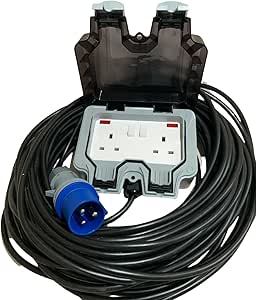 Prise 16A IP44 Prise Secteur Encastrée 240V 16A Pour Camping-Car Et Caravane - IP44 Étanche - Noir Ou Blanc Prise Encastrée 240V