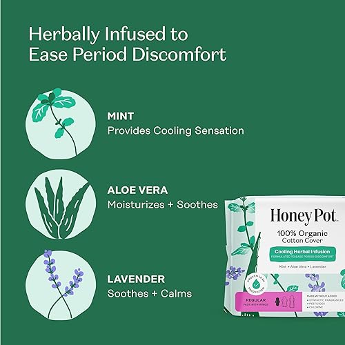 Miniatura 18 de The Honey Pot Company Everyday Panty Liners (30 unidades), despensas de algodón limpio con infusión de hierbas, cuidado femenino y menstrual