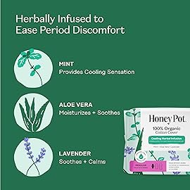 The Honey Pot Company - 80ct - Herbal Sanitary Pads for Women - Regular Flow w/Wings - Infused w/Essential Oils for Cooling Effect & Organic Cotton Cover - Feminine Care