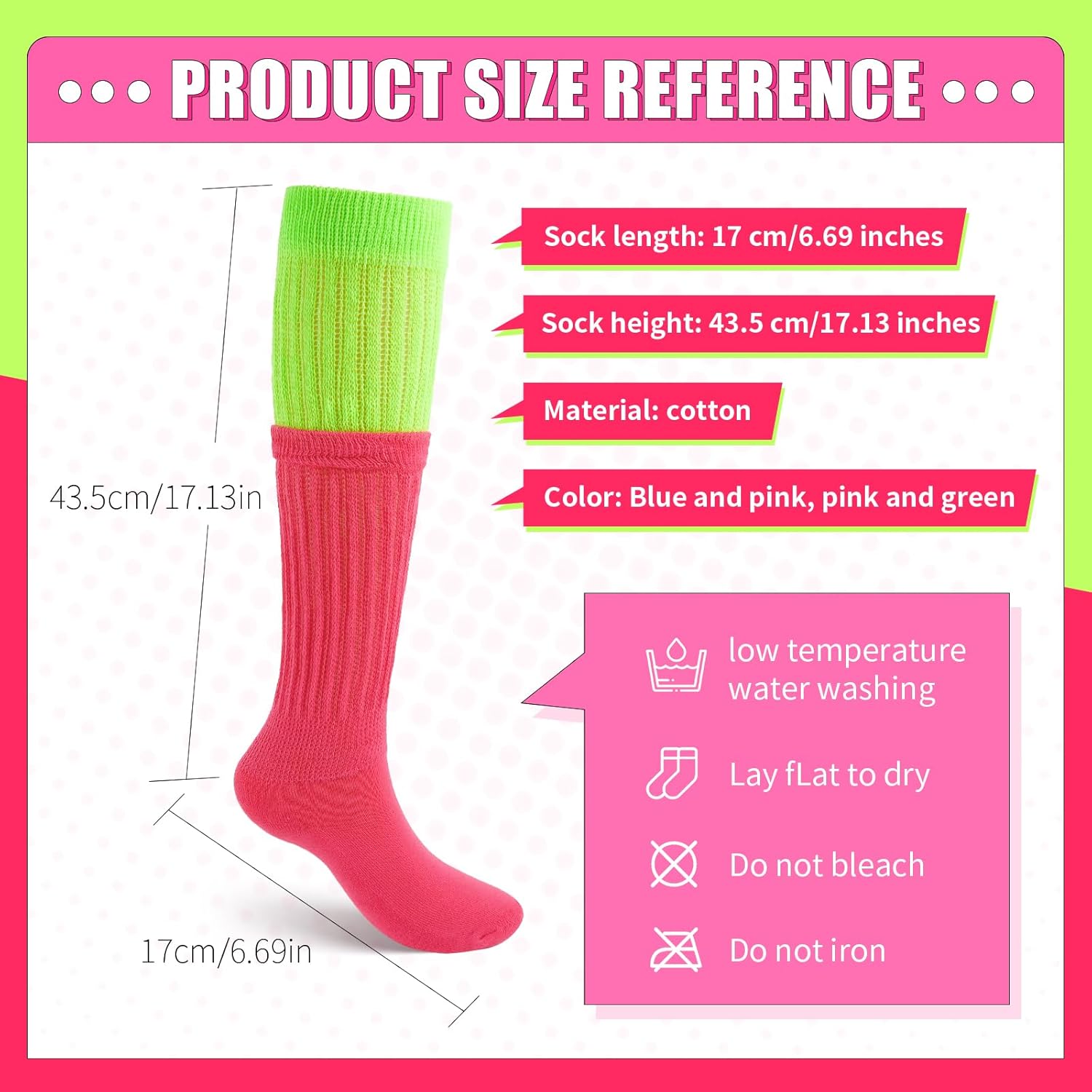 YOYOU Neon Socks for Women 80s 90s, Scrunch Socks Leg Warmers Extra Long Knee High Sock Neon Outfits - Image 7
