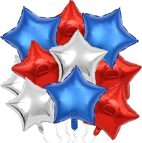 Miniatura 51 de KALOR Globos de Mylar de estrella rosa intenso de 18 pulgadas, 10 globos de helio en forma de estrella para bodas, baby shower, decoraciones de Rosa